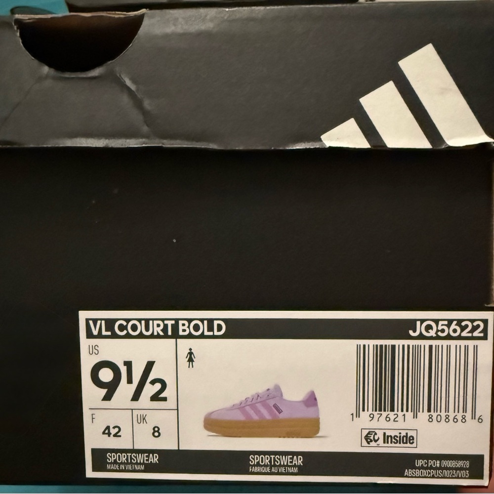 Adidas VL Court Bold Women’s 9.5 Purple Platform Sneakers JQ5622 NEW - Picture 2 of 9